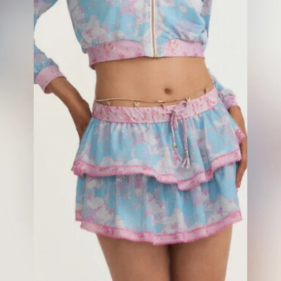 LoveShackFancy x Hurley Under The Sea cover up bathingsuit Tiered Ruffle Skirt - Picture 1 of 9